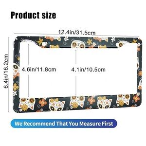 Cat Skulls and Flowers License Plate Holder